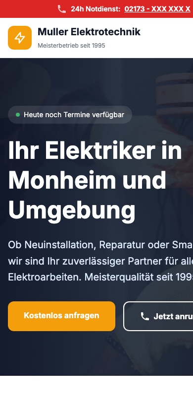 Handwerker-Website auf iPhone - Mobile-optimiertes Webdesign